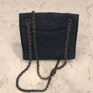 Tory Burch Fleming in Denim Purse